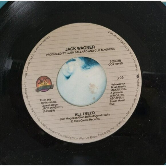 Record 45 RPM Vinyl Jack Wagner- All I Need/ Tell Him (That You Won't Go) - Picture 6 of 6